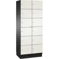 C+P Cambio lockerkast, 2 vakken, 12 vakken, met plint, B 800 x D 525 x H 1980 mm, zwart-grijs/wit