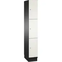 C+P Cambio lockerkast, 1 vak, 3 vakken, met plint, B 300 x D 525 x H 1980 mm, zwart-grijs/wit