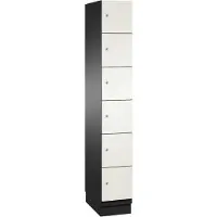 C+P Cambio lockerkast, 1 vak, 6 vakken, met plint, B 300 x D 525 x H 1980 mm, zwart-grijs/wit