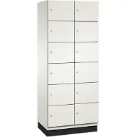 C+P Cambio lockerkast, 2 vakken, 12 vakken, met plint, B 800 x D 525 x H 1980 mm, verkeerswit/wit