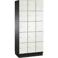 C+P Cambio lockerkast, 3 vakken, 15 vakken, met plint, B 900 x D 525 x H 1980 mm, zwart-grijs/wit