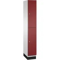 C+P Dubbele kast Cambio, 1 vak, 2 vakken, met plint, B 300 x D 525 x H 1980 mm, lichtgrijs/ruwe rood