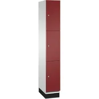 C+P Cambio lockerkast, 1 vak, 3 vakken, met plint, B 300 x D 525 x H 1980 mm, lichtgrijs/ruinrood