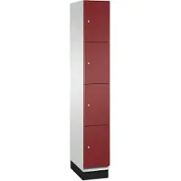 C+P Cambio lockerkast, 1 vak, 4 vakken, met plint, B 300 x D 525 x H 1980 mm, lichtgrijs/ruinrood