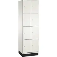 C+P Cambio lockerkast, 2 vakken, 8 vakken, met plint, B 600 x D 525 x H 1980 mm, verkeerswit/wit