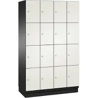 C+P Cambio lockerkast, 4 vakken, 16 vakken, met plint, B 1200 x D 525 x H 1980 mm, zwart-grijs/wit