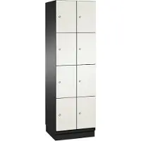 C+P Cambio lockerkast, 2 vakken, 8 vakken, met plint, B 600 x D 525 x H 1980 mm, zwart-grijs/wit