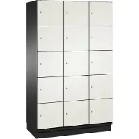C+P Cambio lockerkast, 3 vakken, 15 vakken, met plint, B 1200 x D 525 x H 1980 mm, zwart-grijs/wit