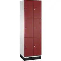 C+P Cambio lockerkast, 2 vakken, 6 vakken, met plint, B 600 x D 525 x H 1980 mm, lichtgrijs/ruinrood
