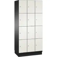 C+P Cambio lockerkast, 3 vakken, 12 vakken, met plint, B 900 x D 525 x H 1980 mm, zwart-grijs/wit
