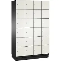 C+P Cambio lockerkast, 4 vakken, 24 vakken, met plint, B 1200 x D 525 x H 1980 mm, zwart-grijs/wit