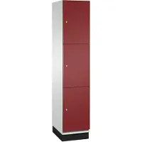 C+P Cambio lockerkast, 1 vak, 3 vakken, op poten, B 400 x D 525 x H 1980 mm, lichtgrijs/ruinrood