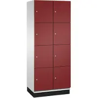 C+P Cambio lockerkast, 2 vakken, 8 vakken, met plint, B 800 x D 525 x H 1980 mm, lichtgrijs/ruinrood
