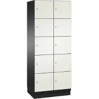 C+P Cambio lockerkast, 2 vakken, 10 vakken, met plint, B 800 x D 525 x H 1980 mm, zwart-grijs/wit