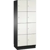 C+P Cambio lockerkast, 2 vakken, 8 vakken, met plint, B 800 x D 525 x H 1980 mm, zwart-grijs/wit
