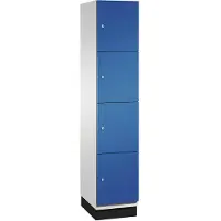 C+P Cambio lockerkast, 1 vak, 4 vakken, met plint, B 400 x D 525 x H 1980 mm, lichtgrijs/enzianblauw