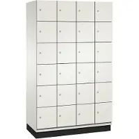 C+P Cambio lockerkast, 4 vakken, 24 vakken, met plint, B 1200 x D 525 x H 1980 mm, verkeerswit/wit