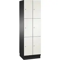C+P Cambio lockerkast, 2 vakken, 6 vakken, met plint, B 600 x D 525 x H 1980 mm, zwart-grijs/wit