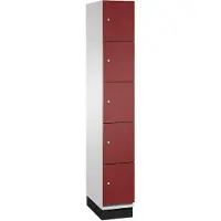 C+P Cambio lockerkast, 1 vak, 5 vakken, met plint, B 300 x D 525 x H 1980 mm, lichtgrijs/ruinrood