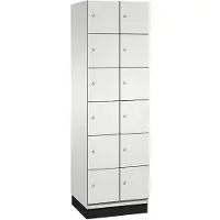 C+P Cambio lockerkast, 2 vakken, 12 vakken, met plint, B 600 x D 525 x H 1980 mm, lichtgrijs