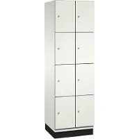 C+P Cambio lockerkast, 2 vakken, 8 vakken, met plint, B 600 x D 525 x H 1980 mm, verkeerswit
