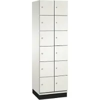 C+P Cambio lockerkast, 2 vakken, 12 vakken, met plint, B 600 x D 525 x H 1980 mm, verkeerswit