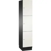 C+P Cambio lockerkast, 1 vak, 3 vakken, met plint, B 400 x D 525 x H 1980 mm, zwart-grijs/wit