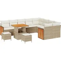 vidaXL Tuinbank Set met kussen 13 pcs Beige en Crème poly rattan