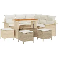 vidaXL Tuinbank Set 8 st 7-Aantal zitplaatsen Beige en Crème