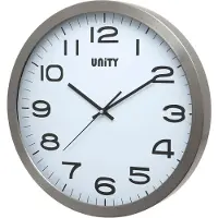 Unity Grote wandklok, Manhattan metaal, geborsteld zilver aluminium, 40 cm