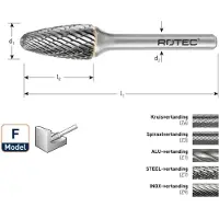 Rotec HM-Stiftfrees, model F - Z7 / STEEL-vertand / ø12,7x25x70xø6mm - 4351307