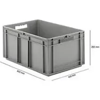 Ssi Stapelbak Eurobox serie EF 6280 - PP - L 600 x B 400 x H 285 mm - 56,6 l - gesloten wanden - open handgreep - grijs