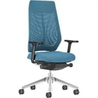 Interstuhl JOYCE is3 bureaustoel, synchroonmechanisme, armleuningen, FlexGrid lendensteun, netrugleuning, vlakke zitting, lichtgrijs/pastelblauw