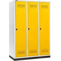 Schäfer Shop Kledinglocker met fitting, 3 compartimenten, 400 mm compartimentbreedte, veiligheidsdraaigrendelslot, lichtgrijs/koolzaadgeel