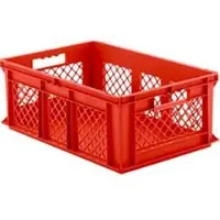 Ssi Eurobox serie EF 6221, van PP, inhoud 43,5 l, geperforeerde wanden, rood, open handgreep