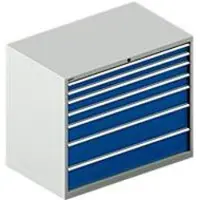 Schäfer Shop Ladekast SCHÄFER 64-36, 7 schuifladen, tot 75 kg, B 1193 x D 725 x H 1000 mm, lichtgrijs/gentiaanblauw
