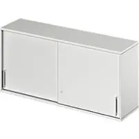 Schäfer Shop Opzetkast met schuifdeuren TETRIS WOOD, 2 ordnerhoogten, B 1600 mm, hoogte incl. glijders, lichtgrijs
