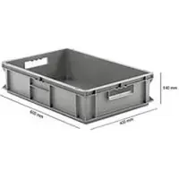 Ssi Stapelbak Eurobox serie EF 6140 - PP - L 600 x B 400 x H 140 mm - 26,8 l - gesloten wanden - open handgrepen - grijs