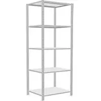 Schulte Lagertechnik MultiPlus250 rekkensysteem zonder schroeven, basisrek, 5 legborden, dwarsverbindingen, B 750 x D 600 x H 2000 mm, lichtgrijs RAL 7035