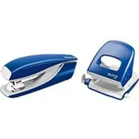 Leitz perforator + tafelnietmachine Wow SET, blauw