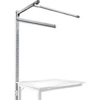 Manuflex Opbouwframe met giek, Aanbouwtafel STANDAARD werktafel-/werkbank UNIVERSAL/PROFI, 1250 mm, aluminium zilver