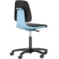 BIMOS LABSIT labostoel, zonder armleuningen, met wielen, hoogte rugleuning 420 mm, stof, blauw
