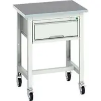 Bott verso werkbank, linoleumblad, 1 lade, met kruisschoorset, B 700 x D 600 x H 930 mm, lichtgrijs