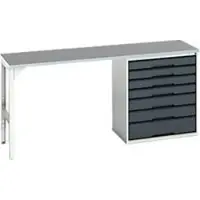 Bott Onderbank verso, linoleumblad, 7 laden, B 2000 x D 600 x H 930 mm, lichtgrijs / antracietgrijs