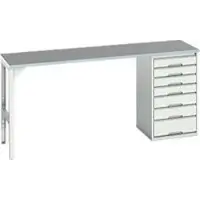Bott Onderbank verso, linoleumblad, 7 laden, B 2000 x D 600 x H 930 mm, lichtgrijs