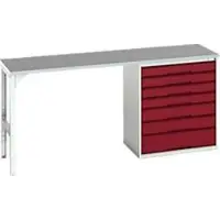 Bott Onderbank verso, linoleumblad, 7 laden, B 2000 x D 600 x H 930 mm, lichtgrijs/paarsrood