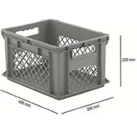 Ssi Eurobox serie EF 4221, van PP, inhoud 20,4 l, geperforeerde wanden, open handgreep, grijs