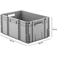 Ssi Stapelbak Eurobox MF 6270 - polypropeen - L 600 x B 400 x H 270 mm - 52 L - open handgrepen - grijs