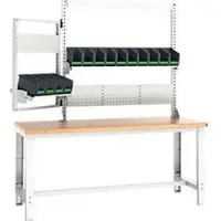 Bott cubio system werkbank, met steun en zwenkraam, beuken multiplex plaat, tot 800 kg, B 2000 x D 750 mm, lichtgrijs