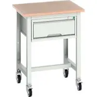 Bott verso verrijdbare werkbank, multiplexplaat, met set dwarsverbindingen, 1 lade, B 700 x D 600 x H 930 mm, lichtgrijs
